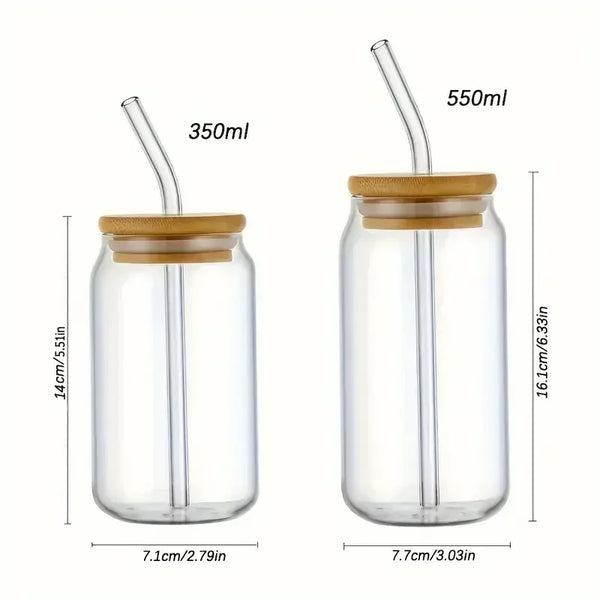 Bamboo Lid Mason Glass Set