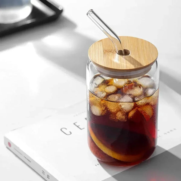 Bamboo Lid Mason Glass Set